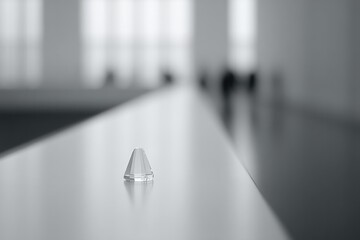 Poster - in minimalistic setting capture focus on single object with blurred people in background providing c