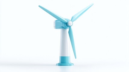 Poster - isolated wind turbine on white background with extensive copy space exemplifying minimalistic design