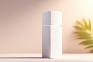 Poster - minimalistic empty podium set against light-colored background designed for cosmetic product displays