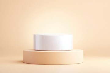Poster - minimalistic empty podium set against light-colored background designed for cosmetic product displays