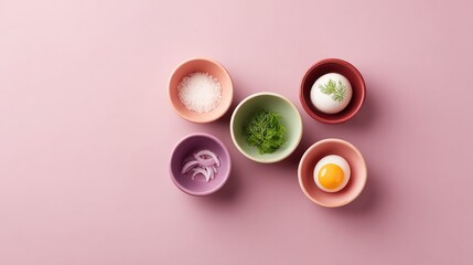 Poster - minimalistic photograph of various side dishes arranged in elegant fashion emphasizing simplicity and focus