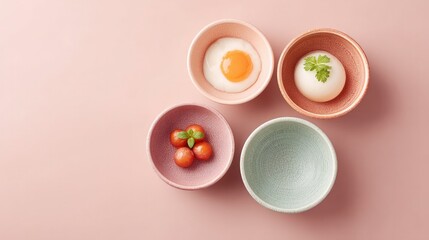 Poster - minimalistic photograph of various side dishes arranged in elegant fashion emphasizing simplicity and focus