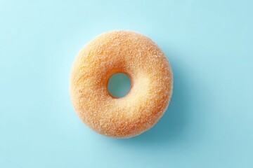 Poster - minimalistic top down image of single donut perfectly centered on clean solid color background offer