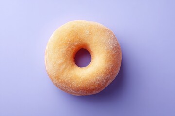Poster - minimalistic top down image of single donut perfectly centered on clean solid color background offer