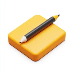 Poster - Orange square icon with a black pencil.