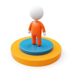 Poster - Orange figure stands on a double platform.
