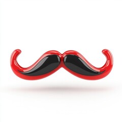 Poster - Red and black cartoon mustache against a white background.