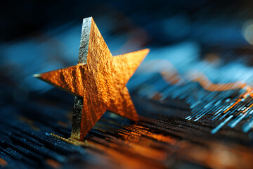 Poster - Golden star on dark textured surface, showcasing achievement, success, or excellence concept