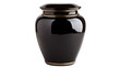 © Fly Frames - Black ceramic funeral urn with gold stripes on transparent background