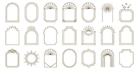 Poster - Elegant Geometric Frame Set With Starburst Accents For Logo Design And Minimalist Graphic Projects