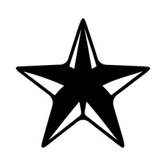 Poster - Stylish black star with outlined details on a stark white background