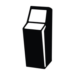 Poster - Solid black silhouette of an interactive kiosk machine on white background