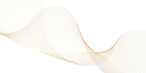 Poster - Abstract technology and science concept flowing golden wave, curved lines on transparent background. Luxury golden gradient wave lines for template, business, web, flyer, card, poster, presentation.