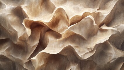 Aufkleber - Abstract, textured surface with flowing, undulating forms in a light beige tone.  Detailed, smooth, and rippled, suggesting a natural, organic, or sculptural material