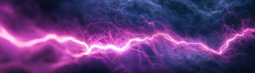 Aufkleber - dramatic electric discharge with luminous violet light in abstract nebula background with sparkling 