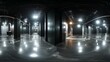 © CreativeCreations - 360 Degree full panorama environment map of black minimalistic studio environment with bright lights and reflections 3d render illustration hdri hdr vr virtual reality