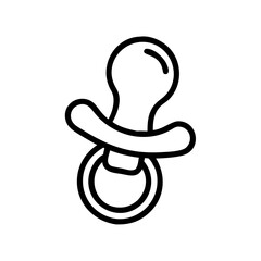 Poster - Simple graphic of a baby pacifier with a round handle and bulb shaped top in black outline style
