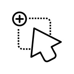 Poster - Cursor adding an element with dotted square around it in a simple graphic representation design style