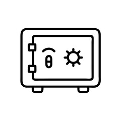 Poster - A safe with a lock combination on it in a minimalist style with a black outline design