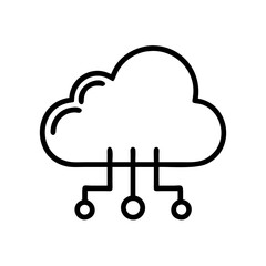 Poster - Outline graphic featuring a fluffy cloud with lines connecting to small circles at the bottom edge