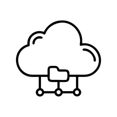 Poster - Outline graphic of a fluffy data storage with a folder connected to a network of nodes and lines