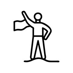 Poster - Person standing with a flag in hand raising it high