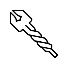 Poster - Depiction of a twisted metal drill bit with a wrench head in a simple line drawing style