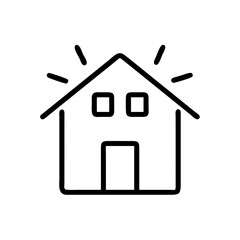 Poster - Simple drawing of a house with shining rays emanating from the roof of the building design