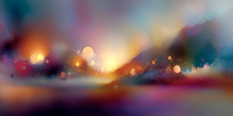 Poster - blurred sunset landscape with bokeh lights and sparkle, creating a dreamy, magical atmosphere ideal 