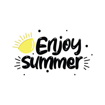 Enjoy Summer Lettering Vector Design.