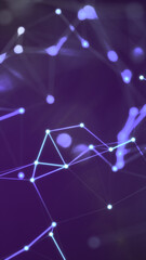 Poster - A glowing network of interconnected purple nodes and lines forming a futuristic digital web, symbolizing artificial intelligence, data, and technology