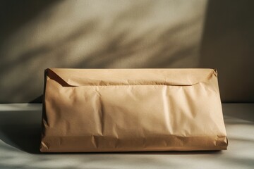 Poster - A wrapped package in warm brown paper rests gently, illuminated by soft natural light.