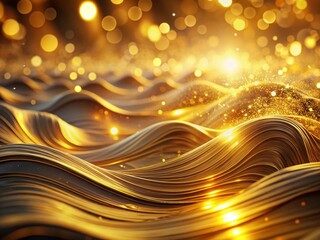 Poster - Abstract Golden Waves: Textured Bokeh Landscape Pattern