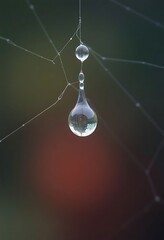 Wall Mural - drop of water hanging from a spider web