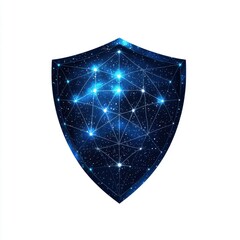 Poster - Futuristic shield design with a starry background, symbolizing protection and security.