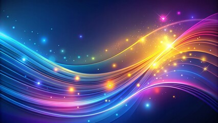 Poster - Abstract Night Sky Gradient: Curved Lines in Blue, Purple, Pink & Yellow