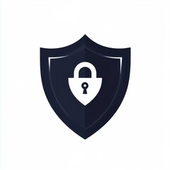 Poster - Stylized black shield icon featuring a padlock, symbolizing security and protection.