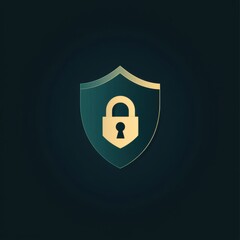 Poster - A sleek gold shield icon with a lock symbol, representing security and protection.