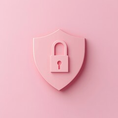 Poster - Stylish pink shield with a lock symbol, representing security and protection.
