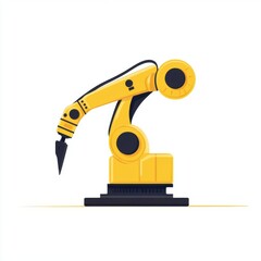 Poster - A bright yellow industrial robotic arm designed for precision tasks and automation.
