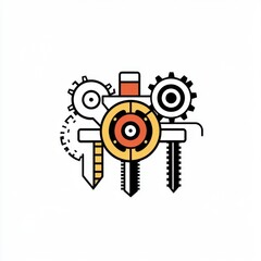 Poster - Colorful gears and mechanical elements illustrating engineering creativity.