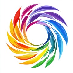 Poster - A vibrant swirl of colorful leaves forming a circular pattern, symbolizing nature and harmony.