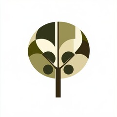 Poster - Stylized tree design featuring an organic shape with earthy colors in a minimalist style.