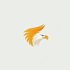 Poster - A stylized eagle head illustration featuring vibrant orange and white colors, symbolizing strength and vision.
