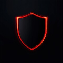 Poster - A sleek, modern shield design with a glowing red outline against a black background, symbolizing protection.