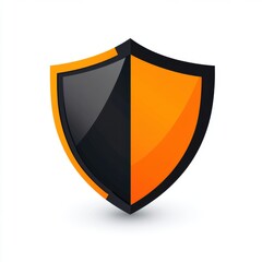 Poster - Stylized shield logo in black and orange, symbolizing protection and security.
