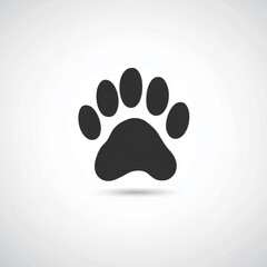 Poster - Stylized black paw print symbol on a light background, representing pets and animal care.