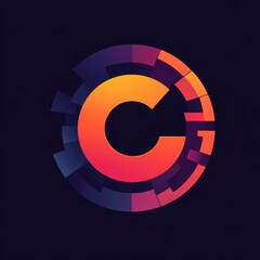 Poster - Creative logo design featuring a bright circular pattern in vibrant colors on a dark background.