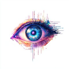 Poster - A vivid, artistic depiction of an eye with digital elements, symbolizing vision and technology integration.