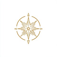 Poster - Elegant golden compass design on a minimalist white background.